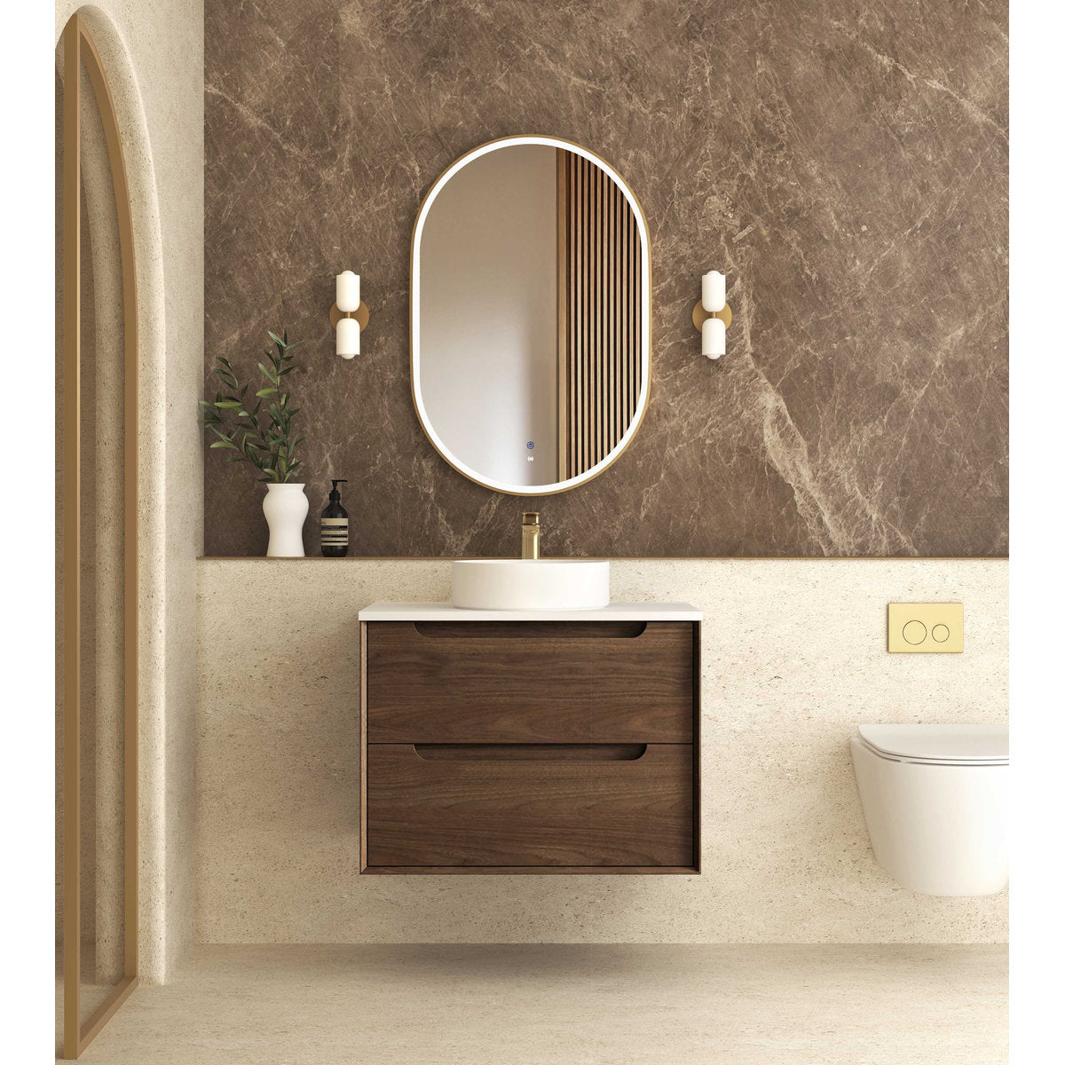 Otti Byron Sable Walnut Wall Hung Cabinet 750mm
