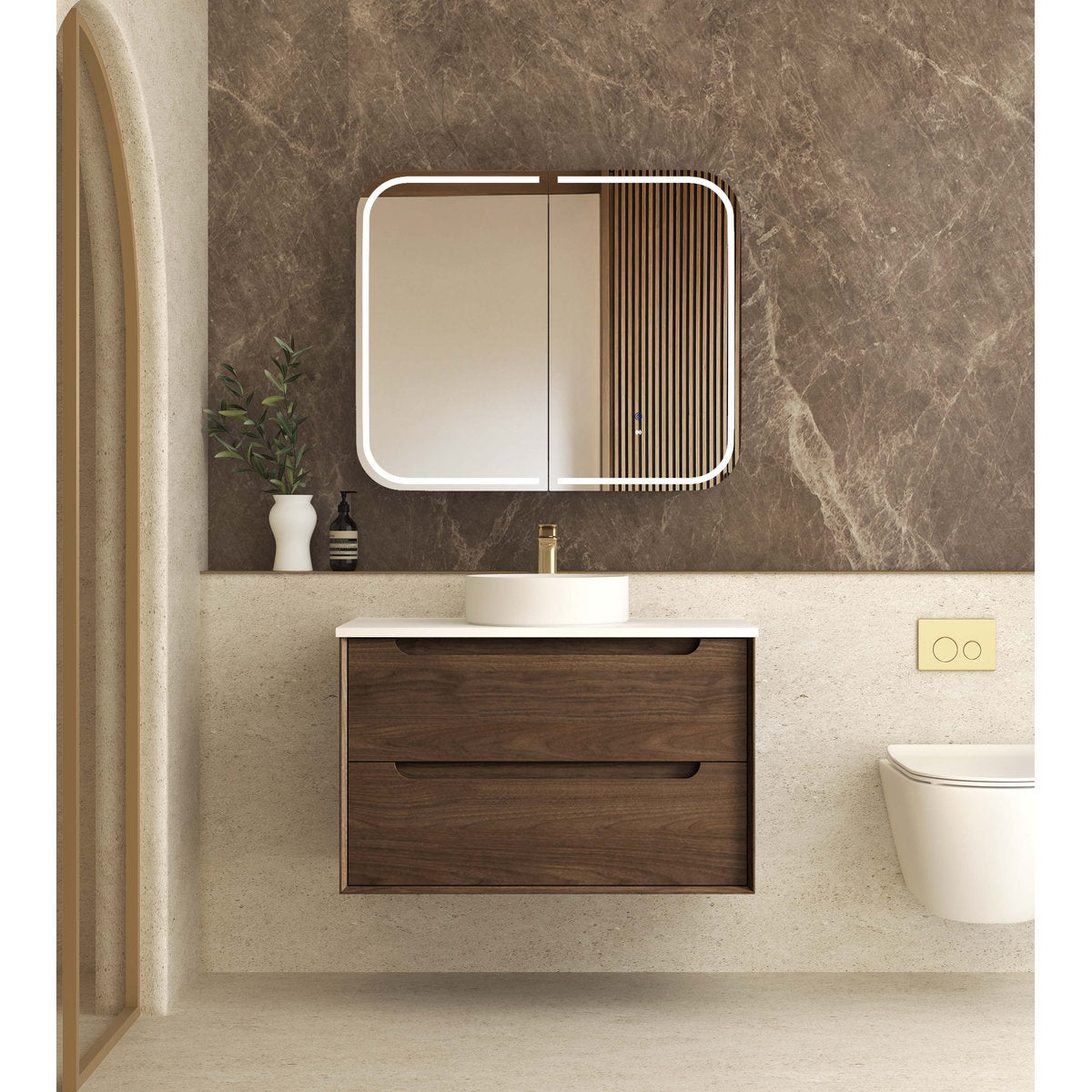 Otti Byron Sable Walnut Wall Hung Cabinet 900mm