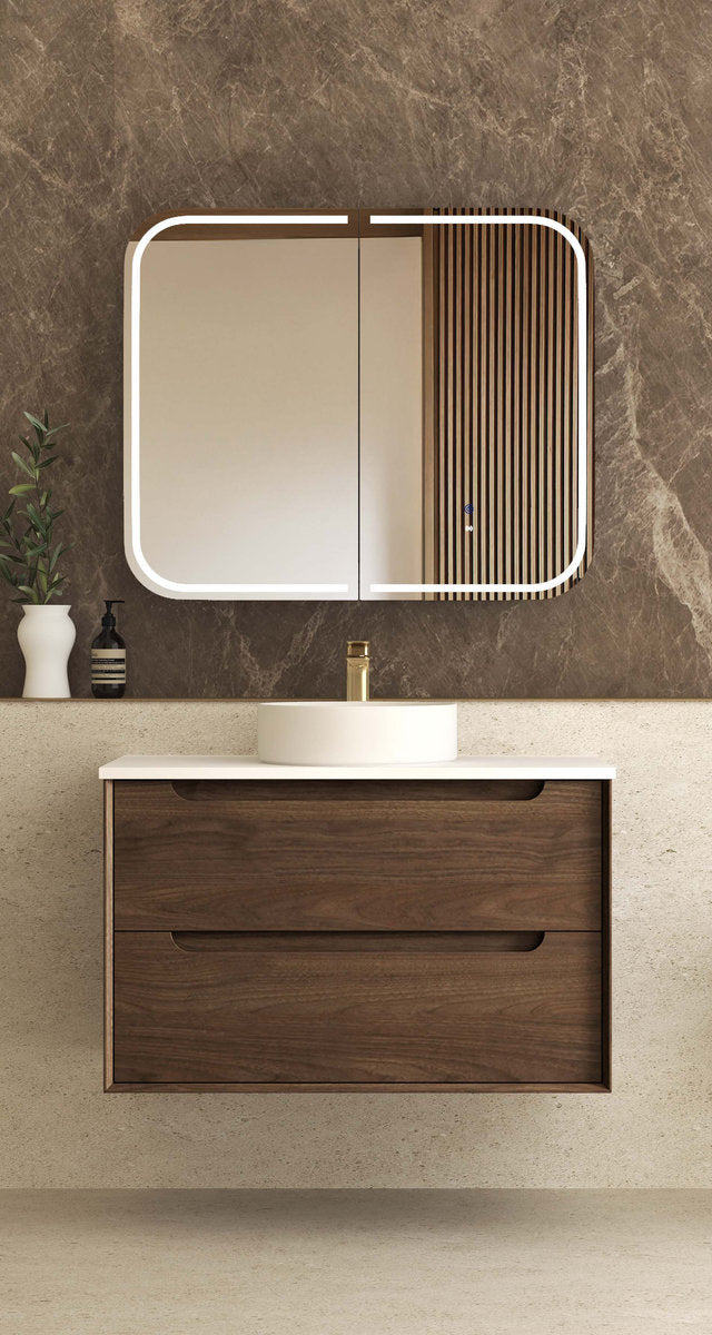 Otti Byron Sable Walnut Wall Hung Cabinet 900mm