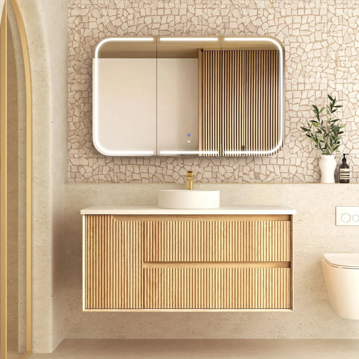 Otti Byron Fluted Woodland Oak Wall Hung Vanity 1200mm