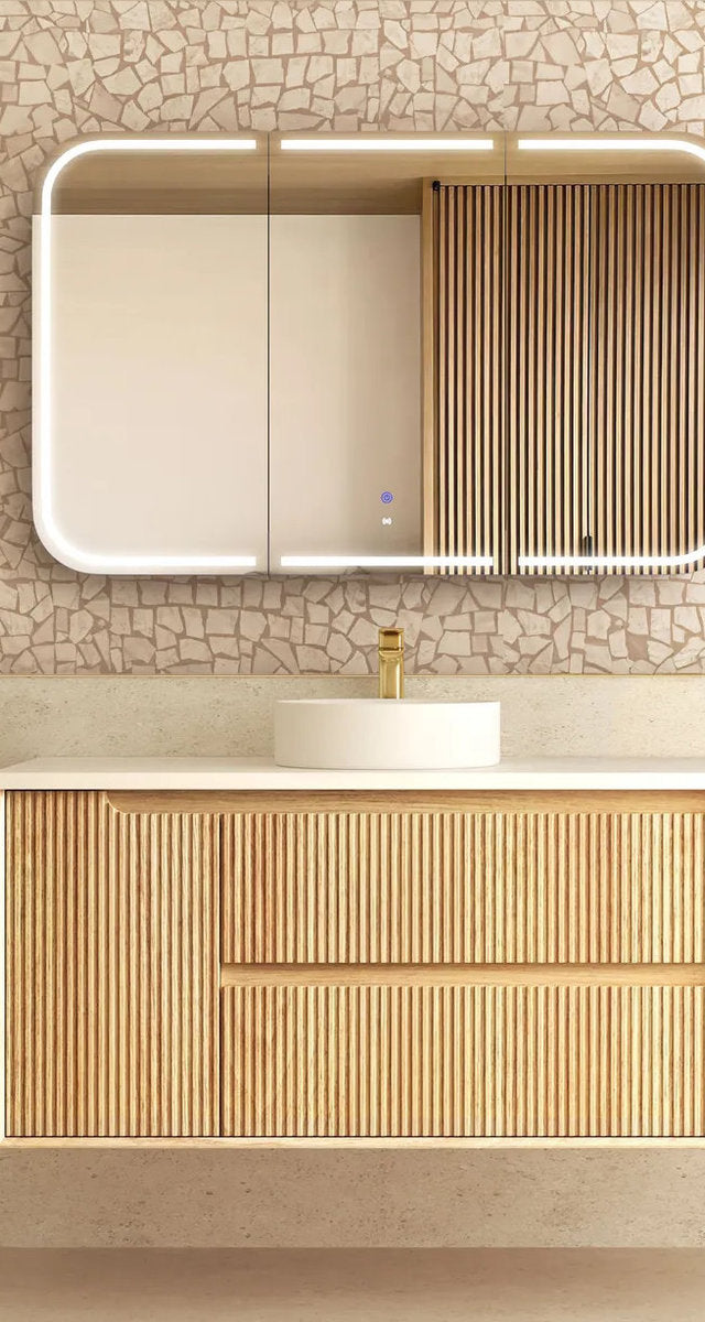Otti Byron Fluted Woodland Oak Wall Hung Vanity 1200mm