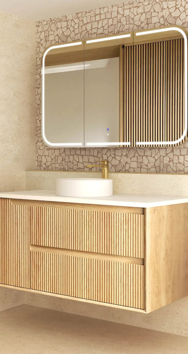 Otti Byron Fluted Woodland Oak Wall Hung Vanity 1200mm