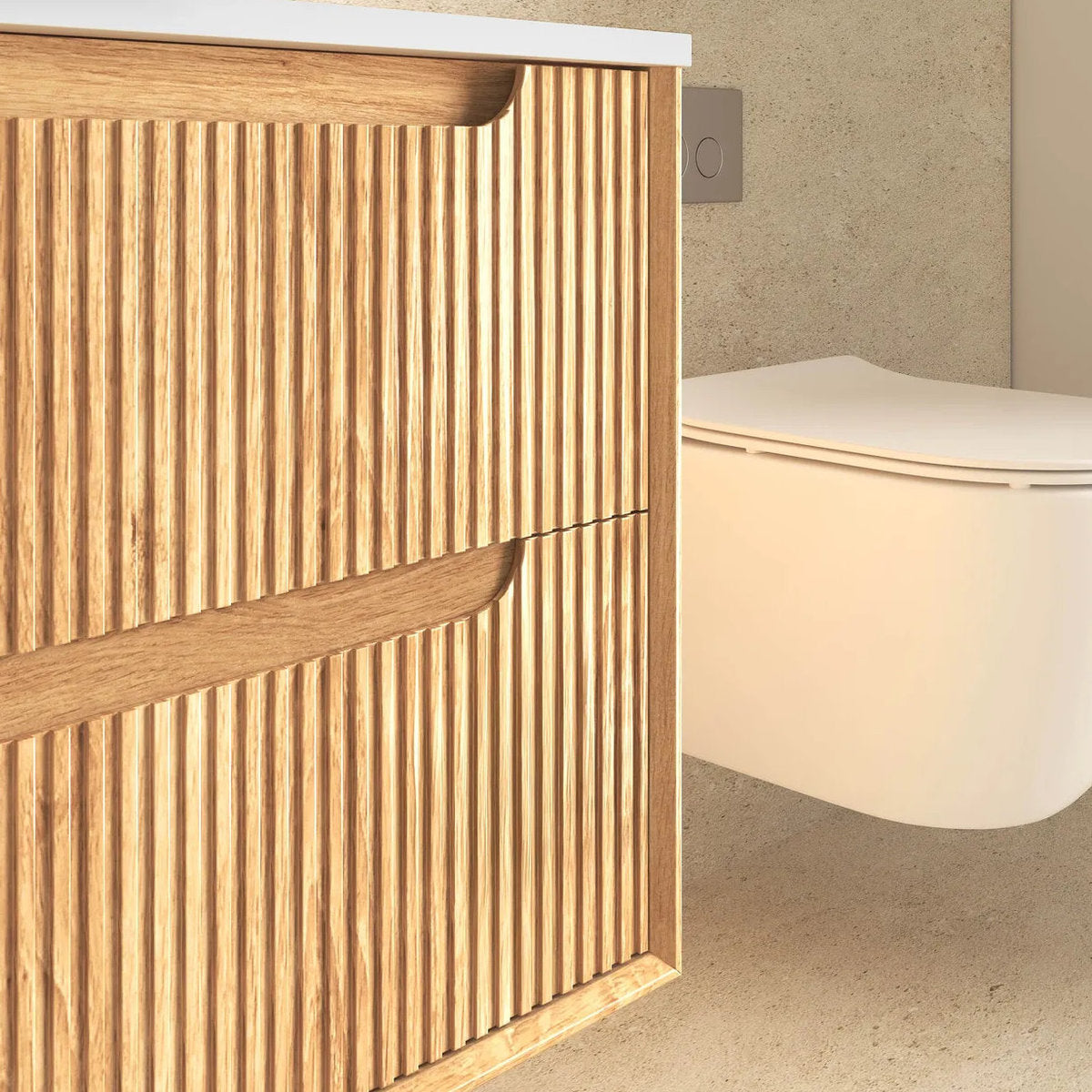 Otti Byron Fluted Woodland Oak Wall Hung Vanity 900mm