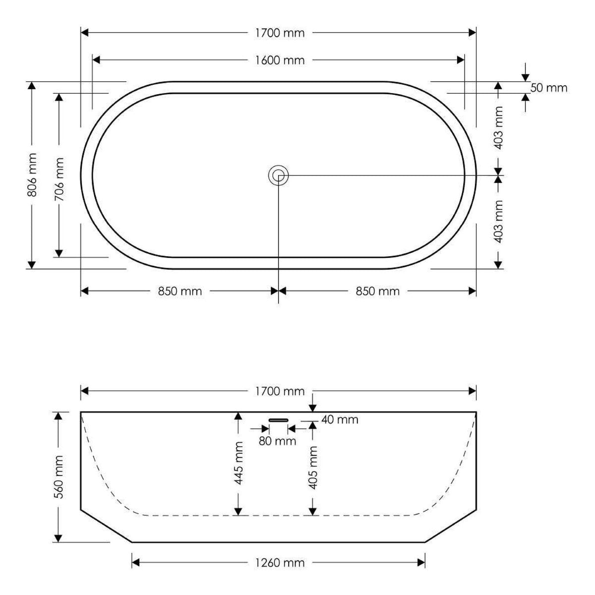 Madu Living Eden Small Oval Bath, White