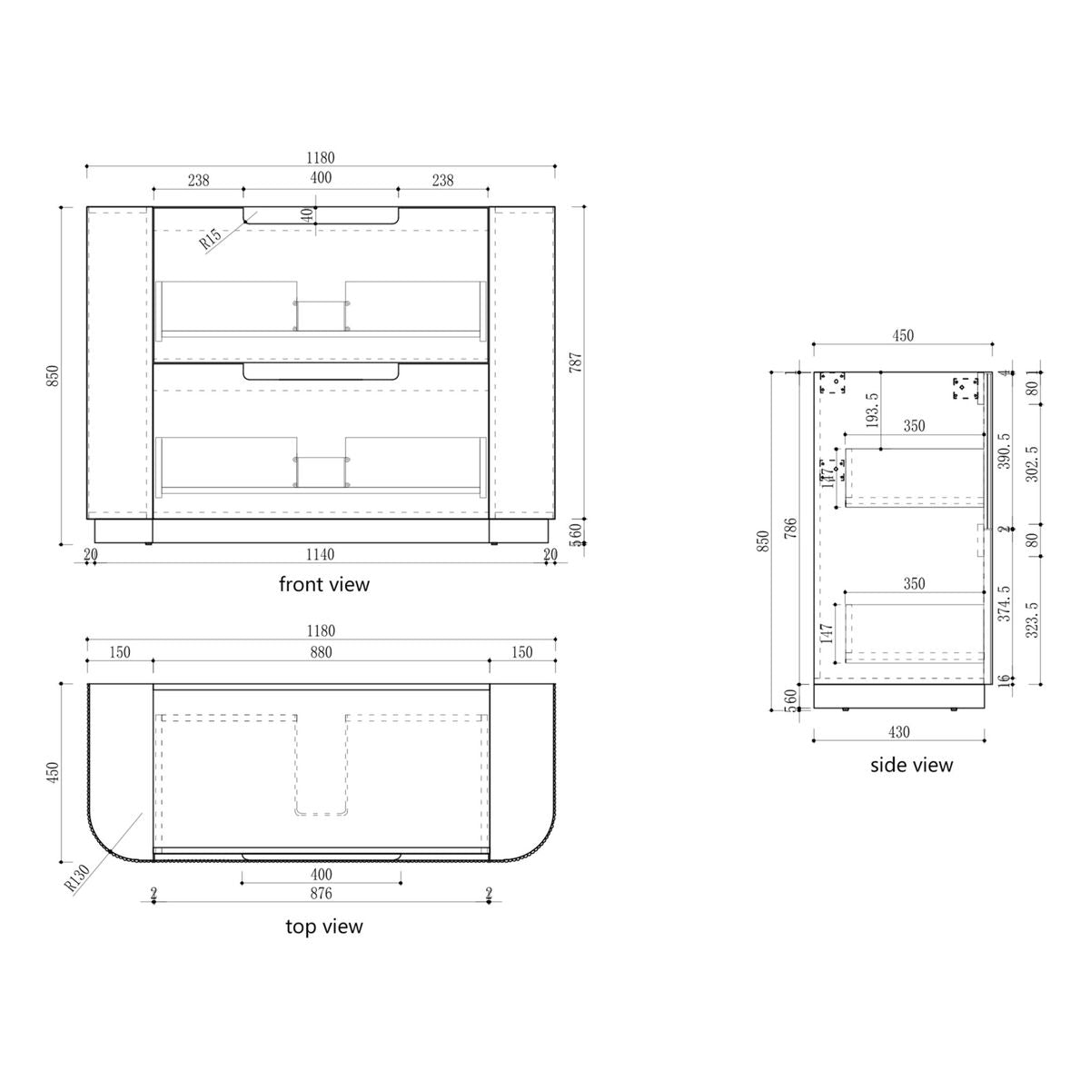 Aulic Curva Floor Standing 1200mm Vanity