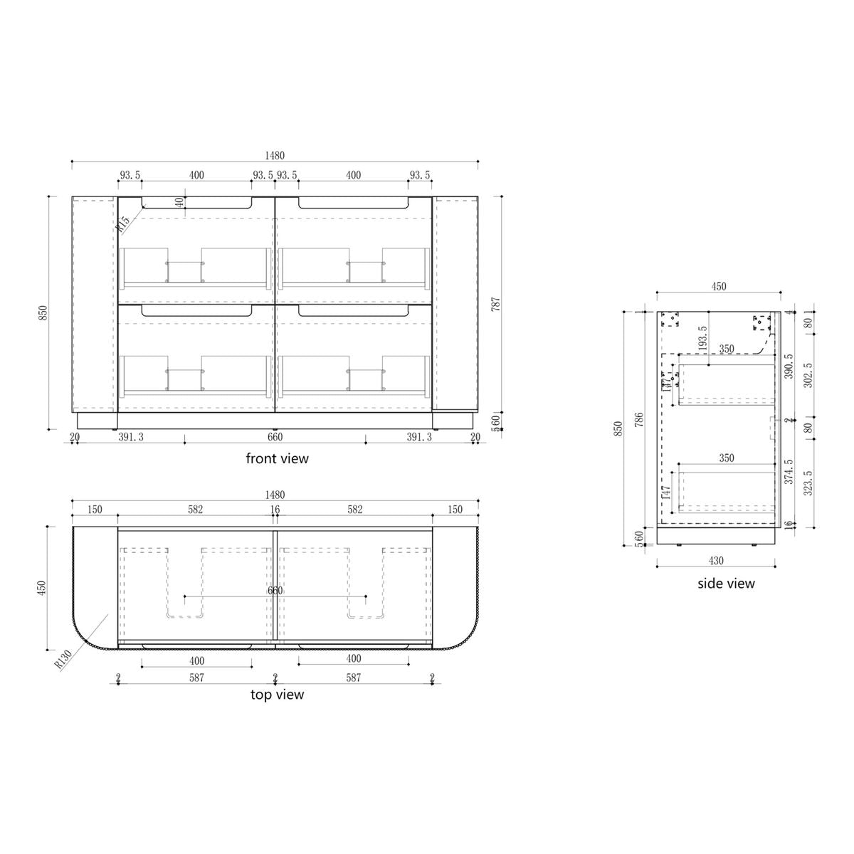 Aulic Curva Floor Standing 1500mm Vanity