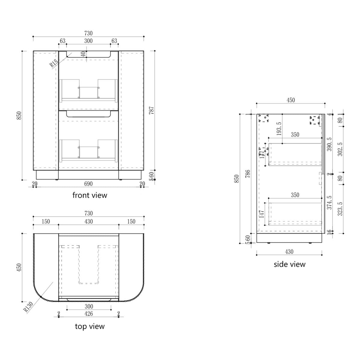 Aulic Curva Floor Standing 750mm Vanity