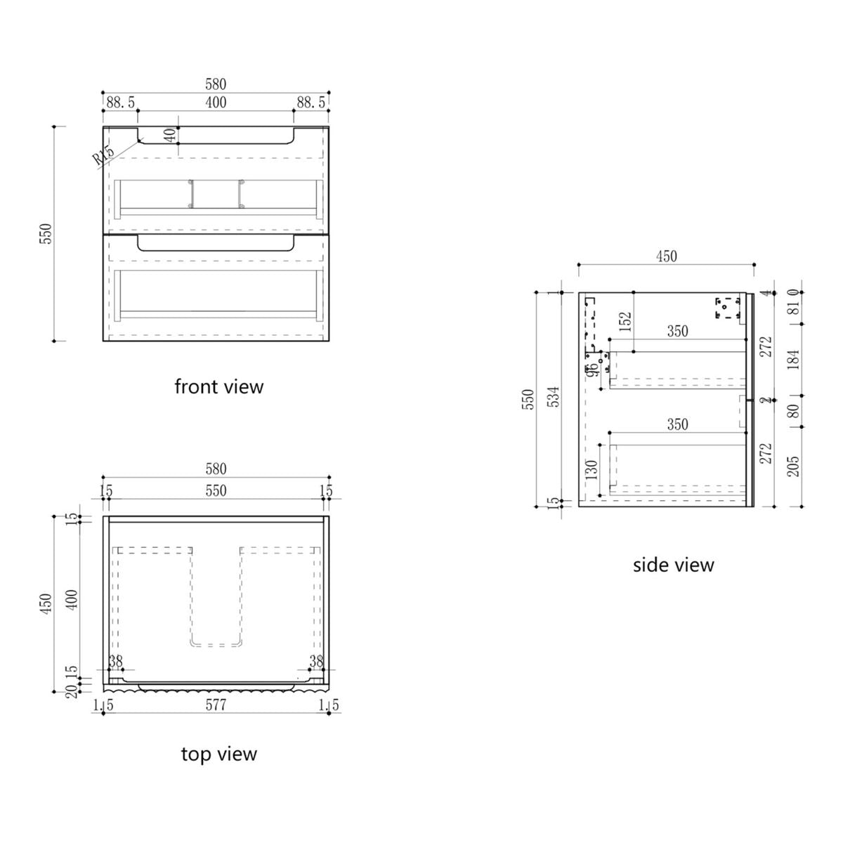 Aulic Lovina Tier Wall Hung 600mm Vanity