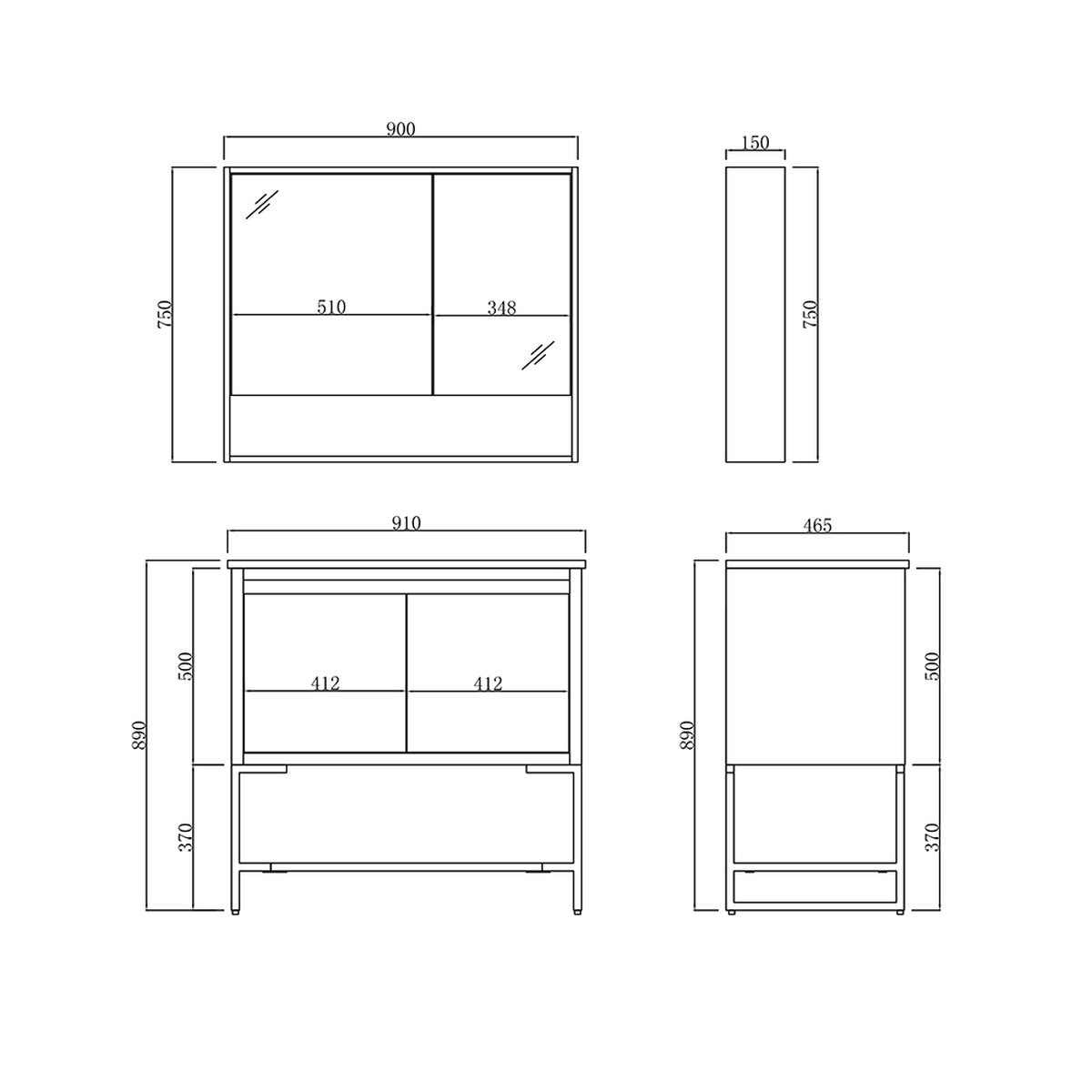 Urban 900mm Vanity Cabinet