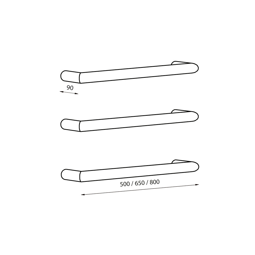 Radiant Heated Low Voltage Single Round Bar 650mm Cool Brushed Nickel
