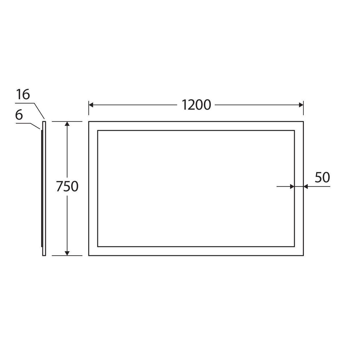 Fienza Aluca Framed Mirror, 1200x750mm