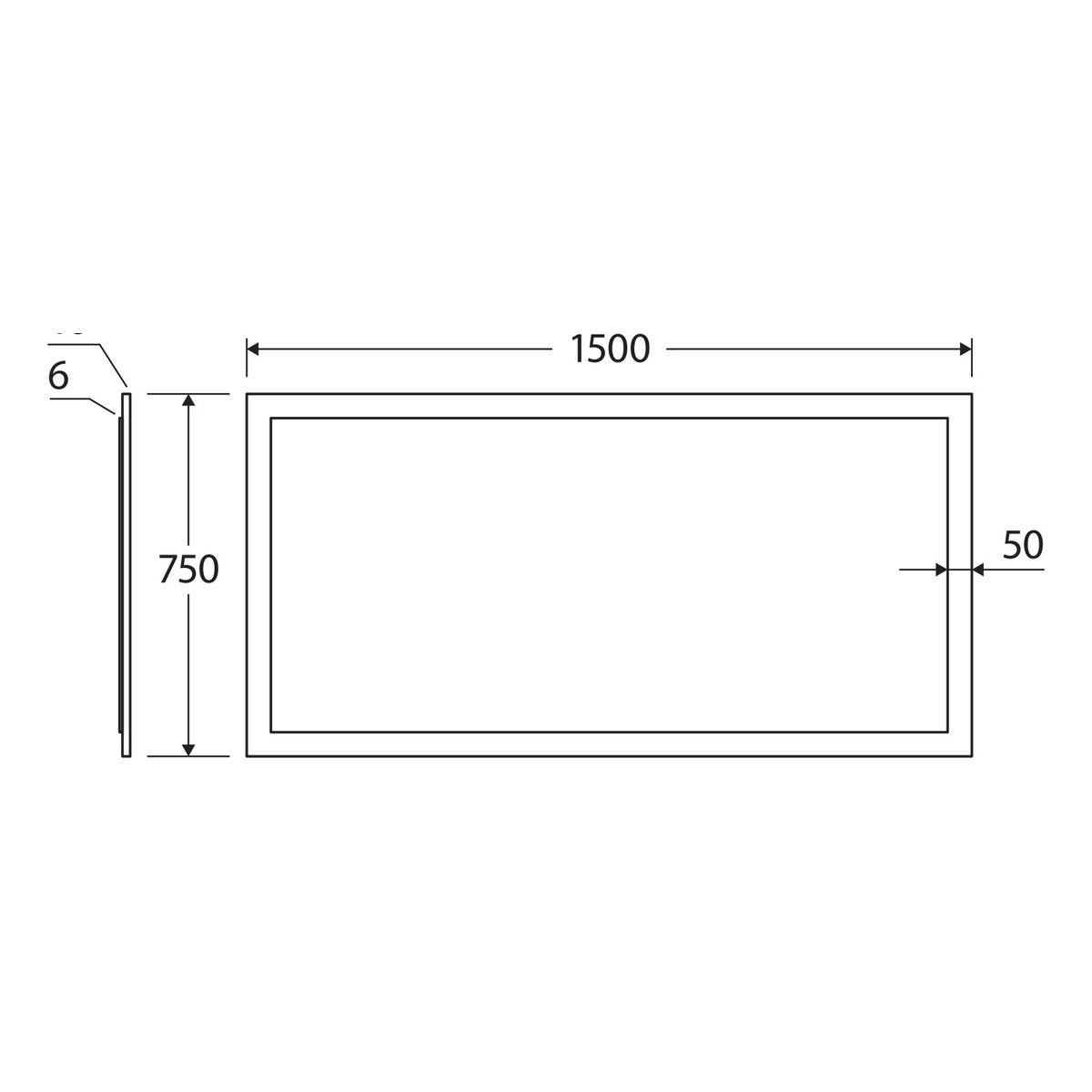 Fienza Aluca Framed Mirror, 1500x750mm