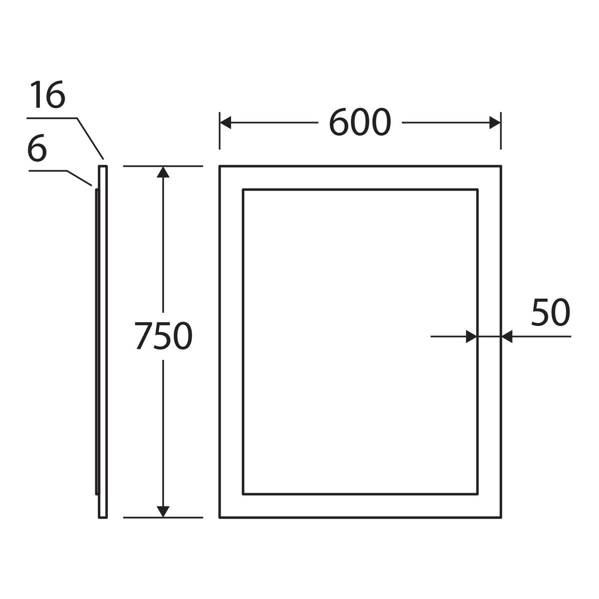 Fienza Aluca Framed Mirror, 600x750mm