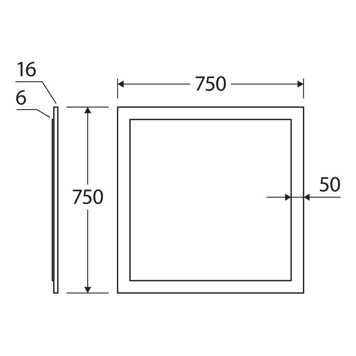 Fienza Aluca Framed Mirror, 750x750mm