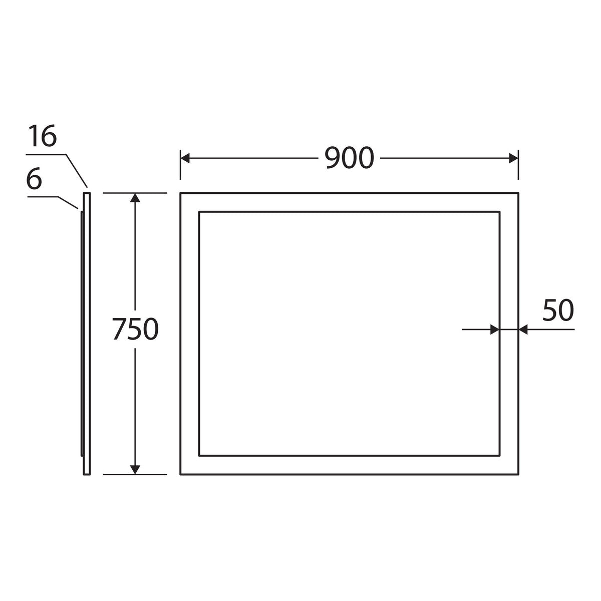 Fienza Aluca Framed Mirror, 900x750mm
