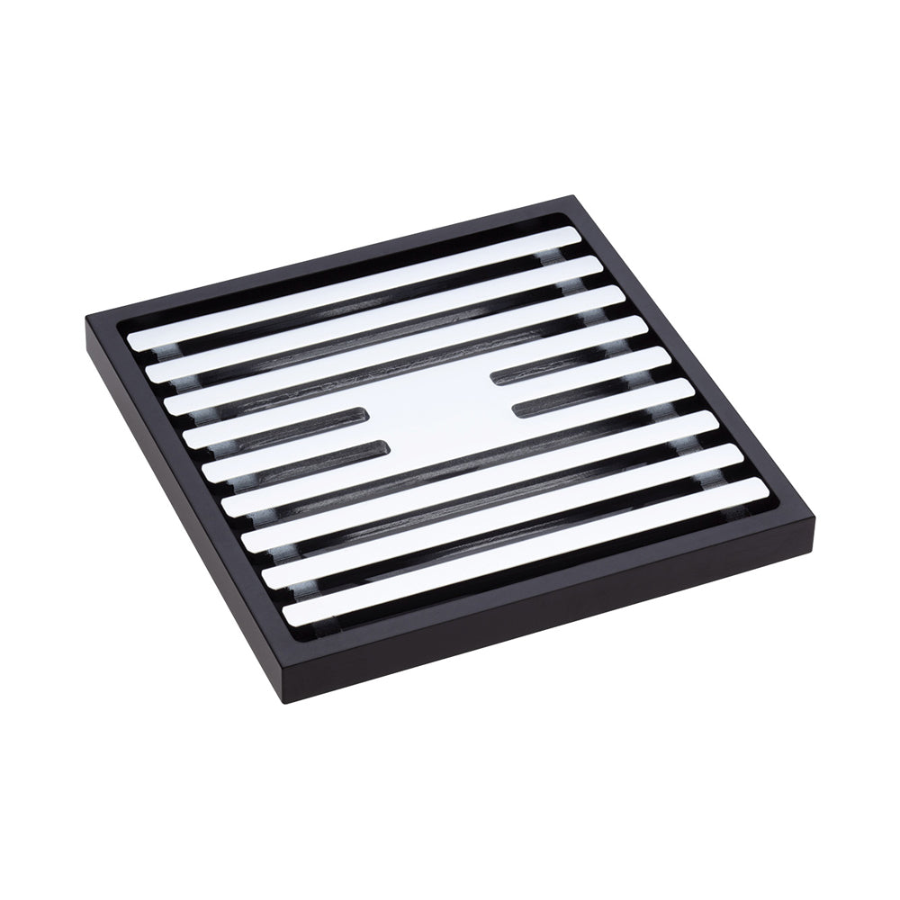 Fienza Square Slim Grate Floor Waste,80mm, Chrome/Black Mixed