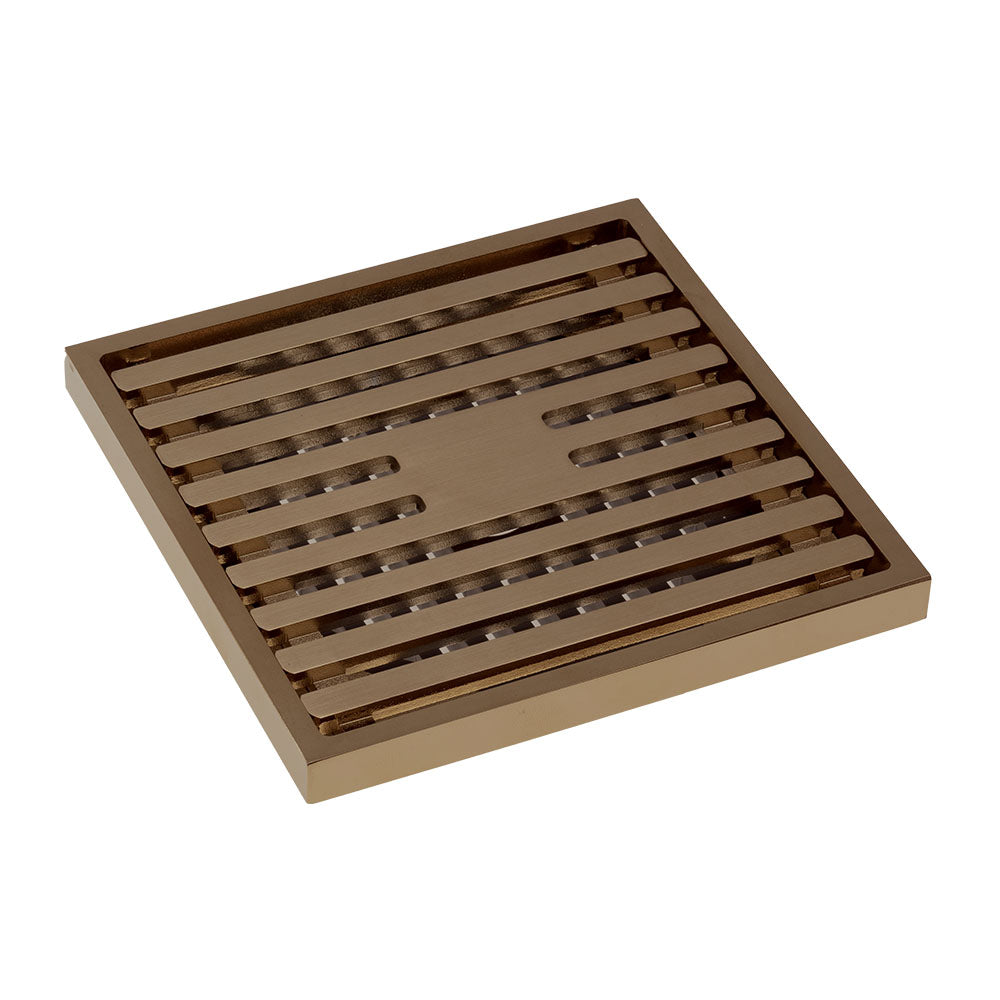 Fienza Square Slim Grate Floor Waste, 88mm Outlet, Brushed Copper