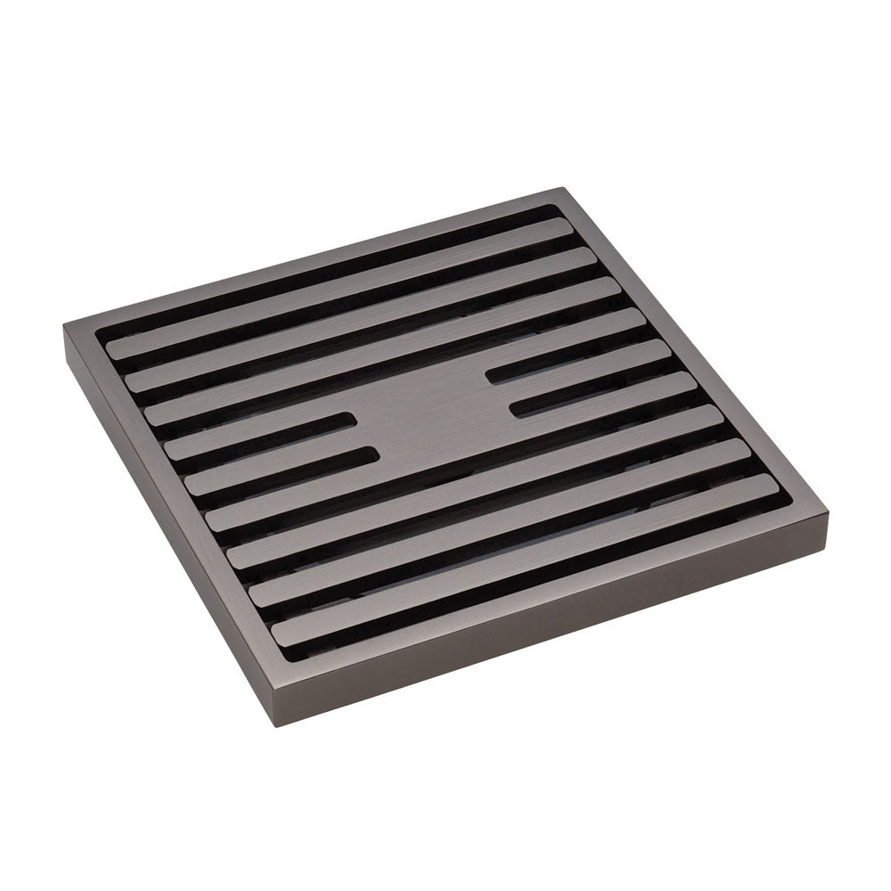 Fienza Square Slim Grate Floor Waste, 88mm Outlet, Gun Metal