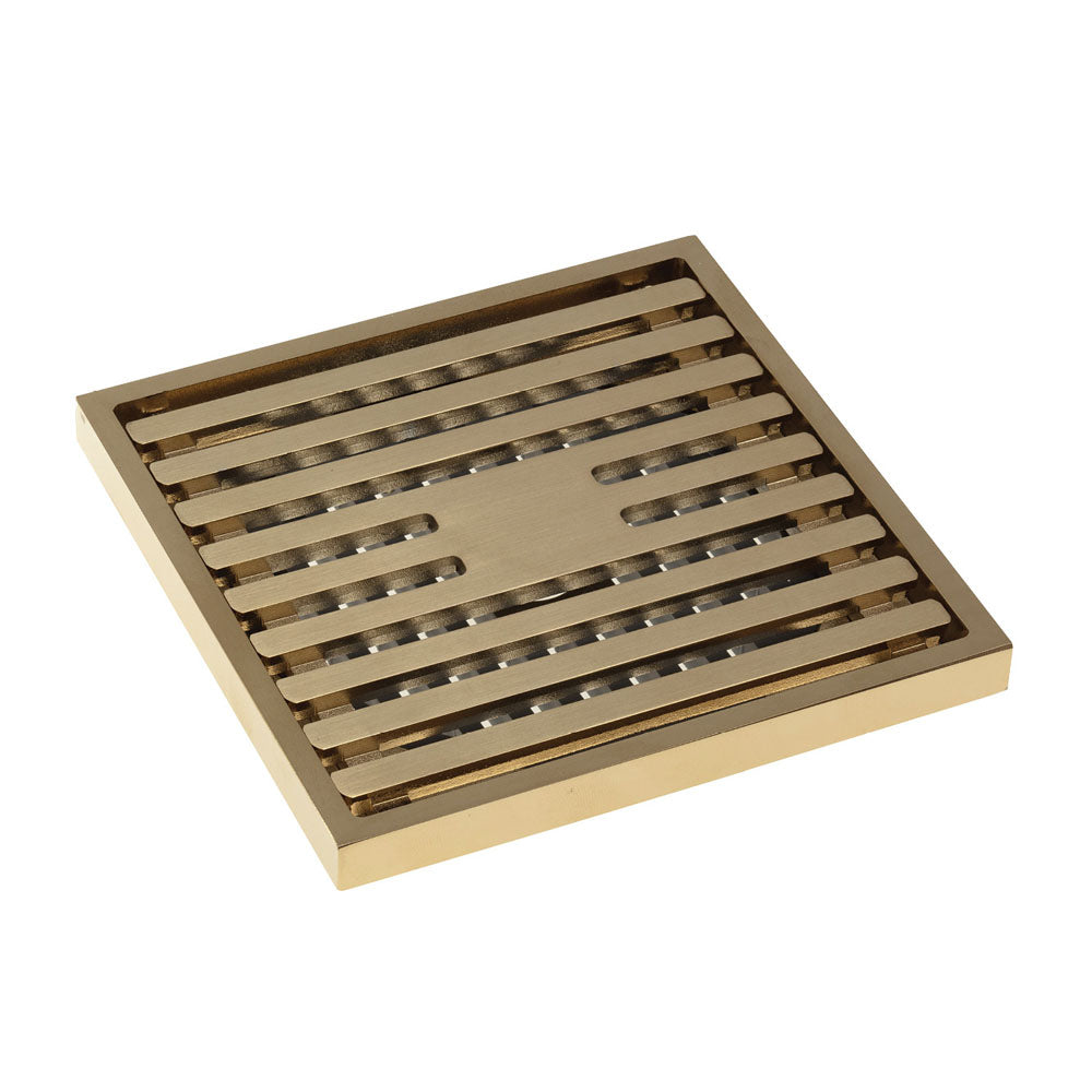 Fienza Square Slim Grate Floor Waste, 88mm Outlet, Urban Brass