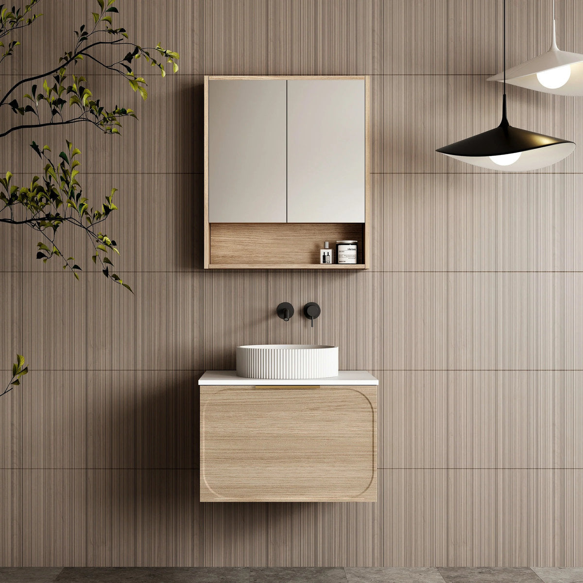 Cassa Design Cicero 600mm Shaving Cabinet, Natural Oak