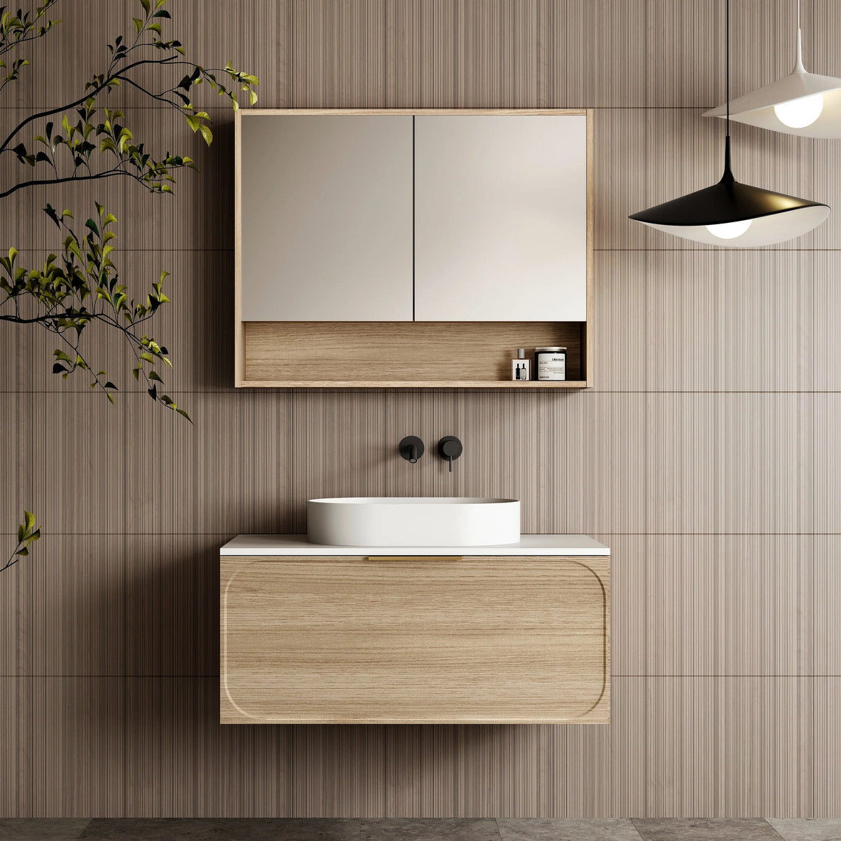 Cassa Design Cicero 900mm Shaving Cabinet, Natural Oak