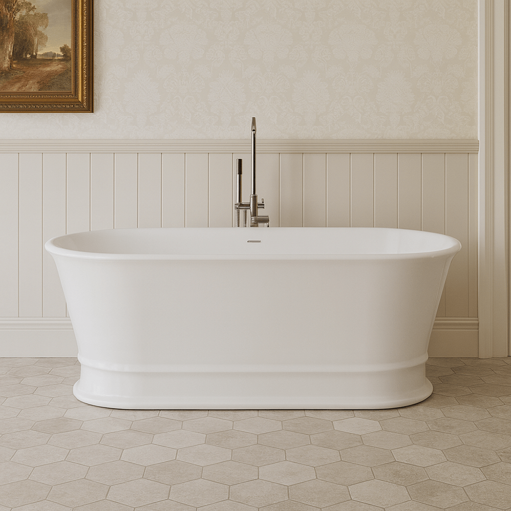 Turner Hastings Claremont 170 x 84 MagnaCast Free Standing Bath with Overflow- Gloss White