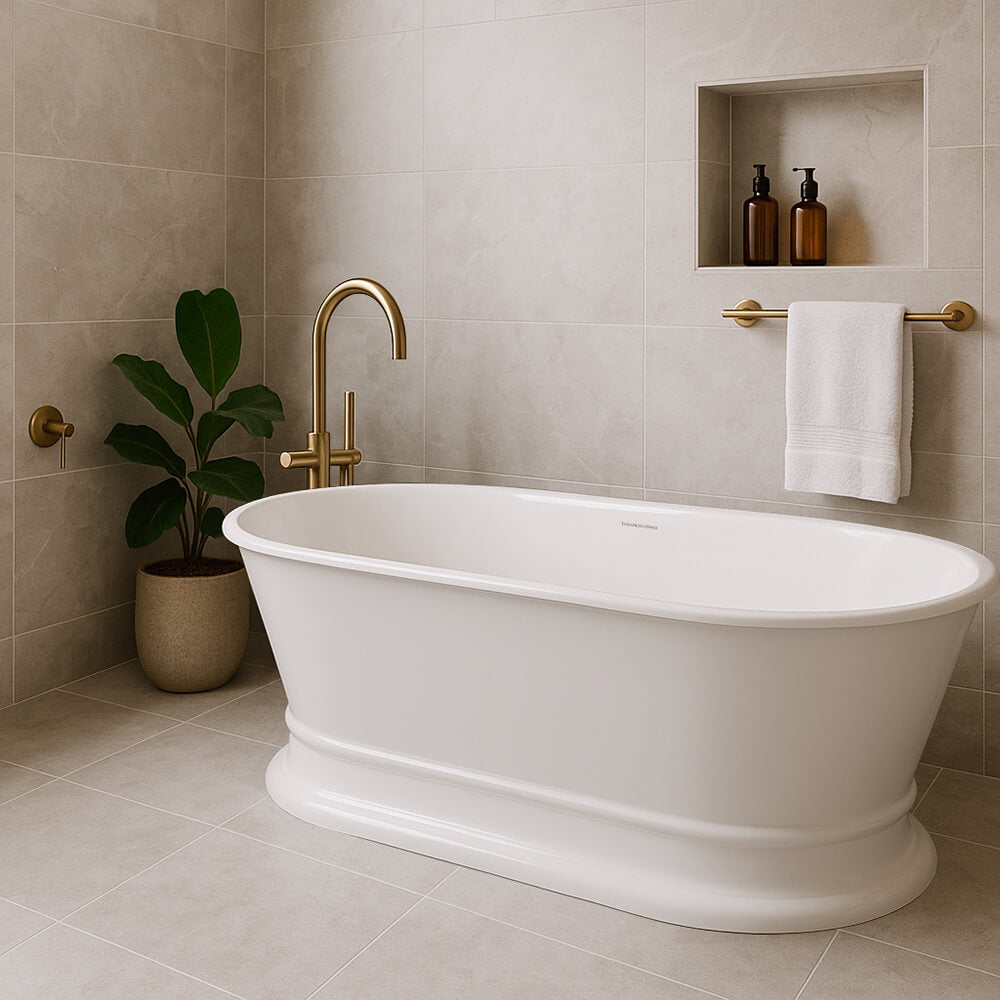 Turner Hastings Claremont 170 x 84 MagnaCast Free Standing Bath with Overflow- Gloss White