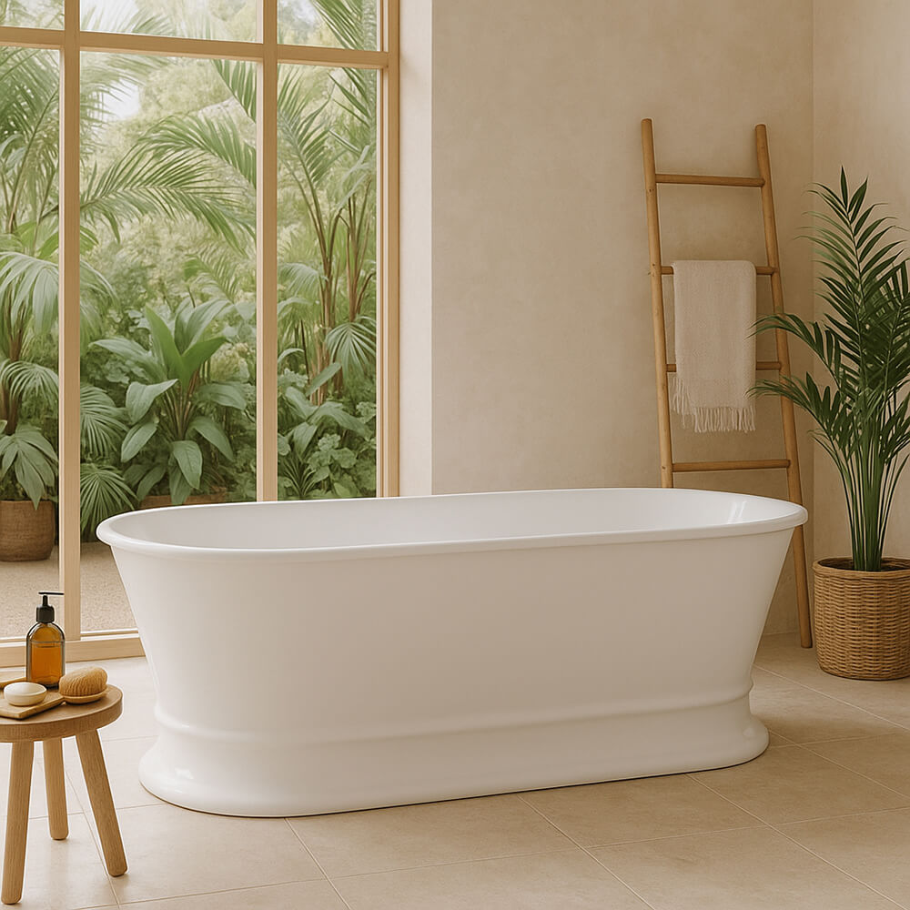 Turner Hastings Claremont 170 x 84 MagnaCast Free Standing Bath with Overflow- Gloss White