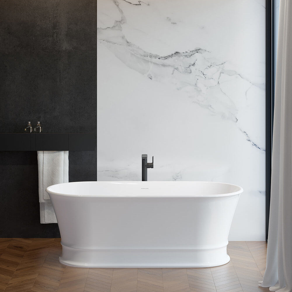 Turner Hastings Claremont 170 x 84 MagnaCast Free Standing Bath with Overflow- Gloss White