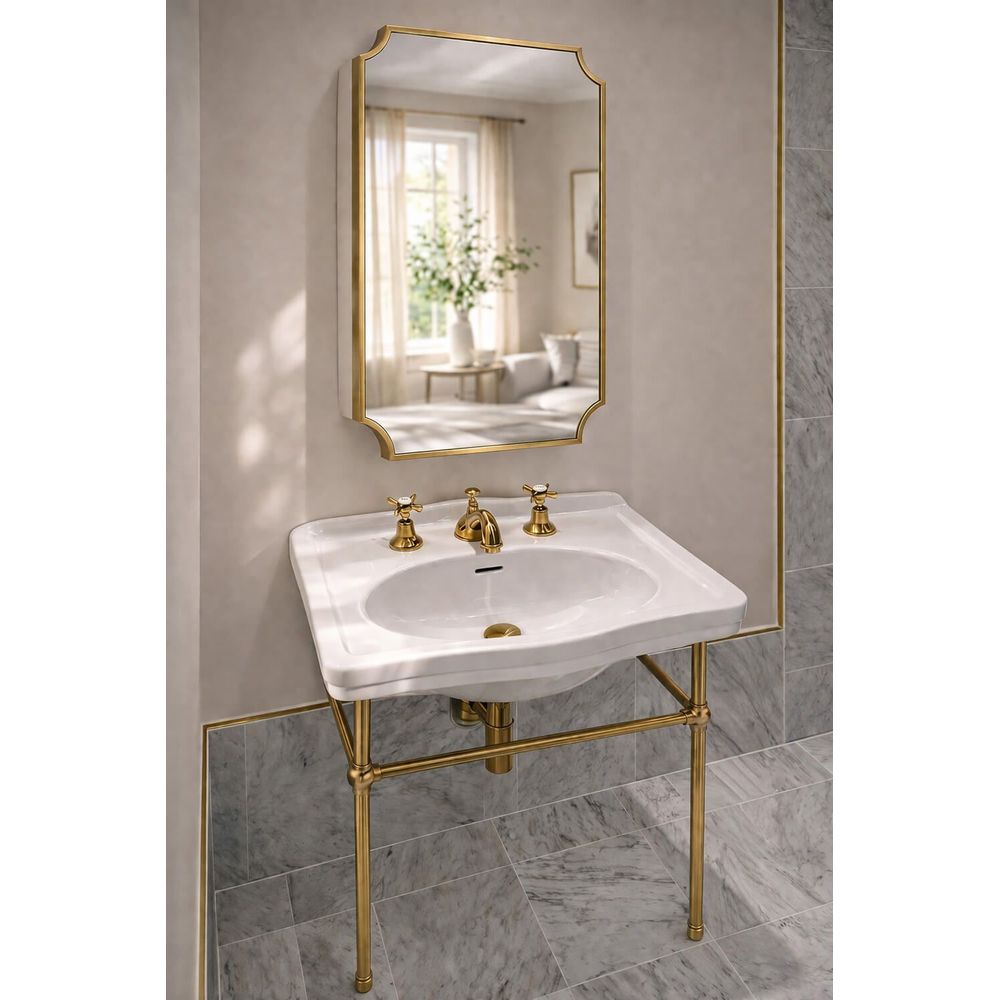 Claremont Mirror 80x50 Shaving Cabinet - Brushed Brass