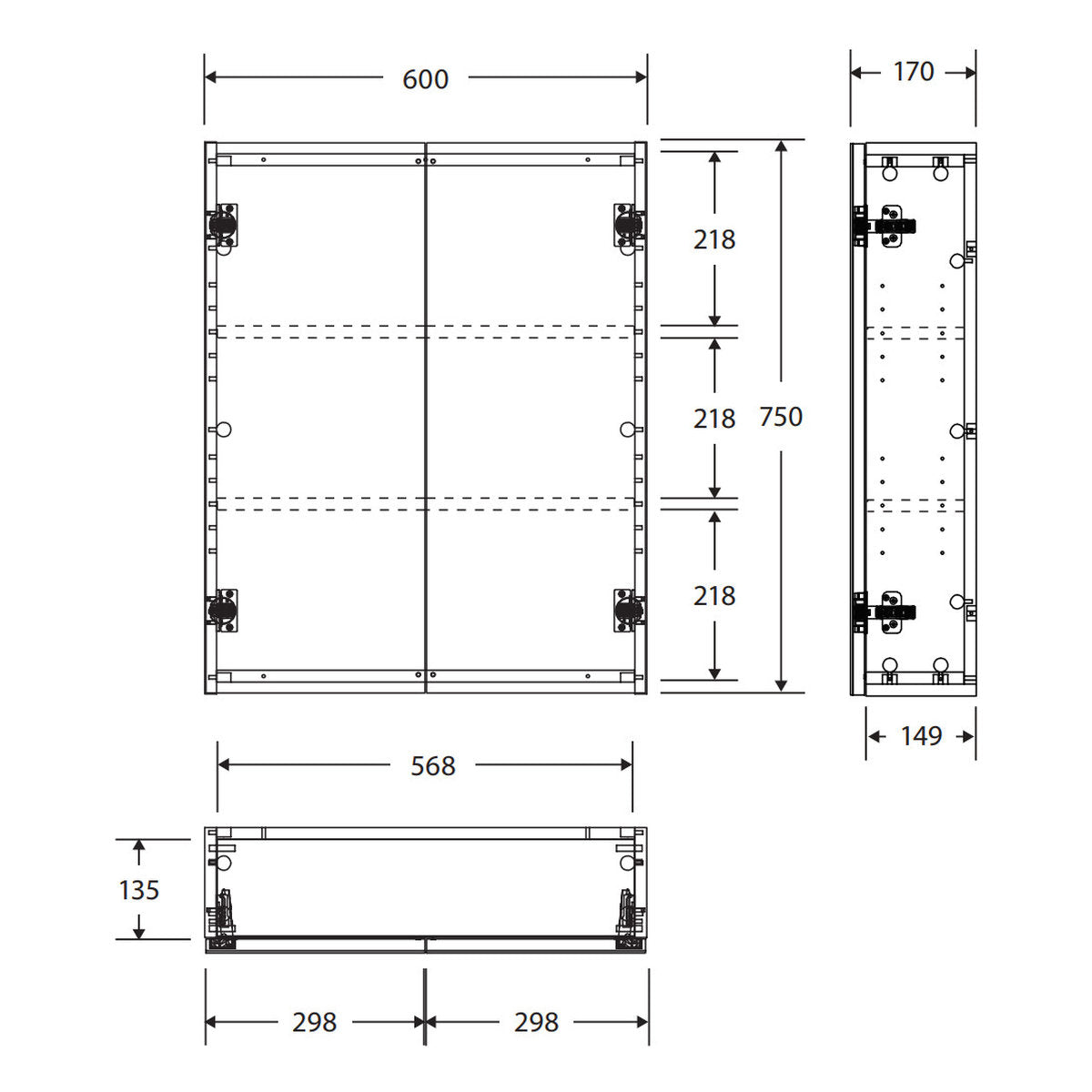 Fienza Aluca 600 Mirror Cabinet