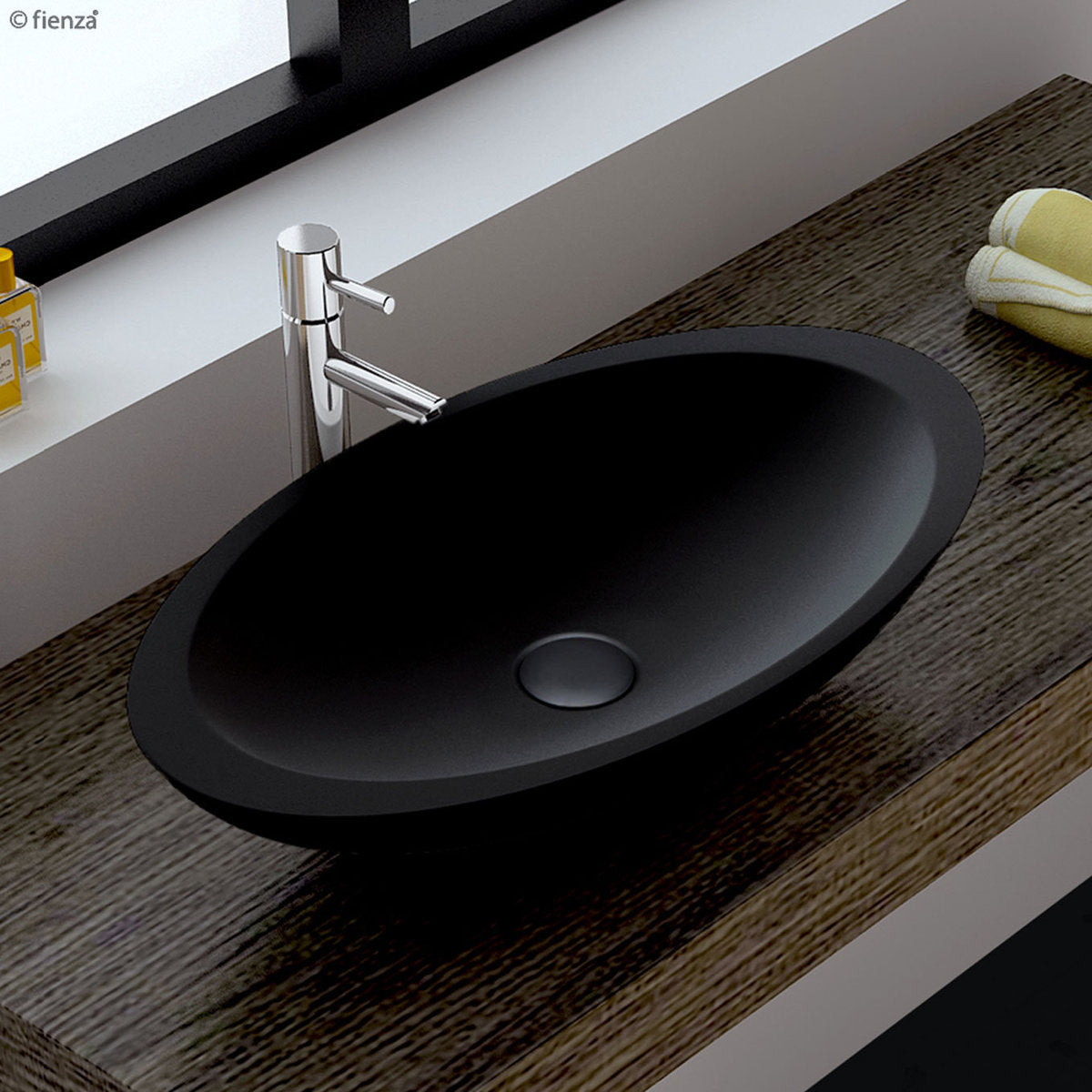 Fienza Bahama Solid Surface Above Counter Basin, Matte Black