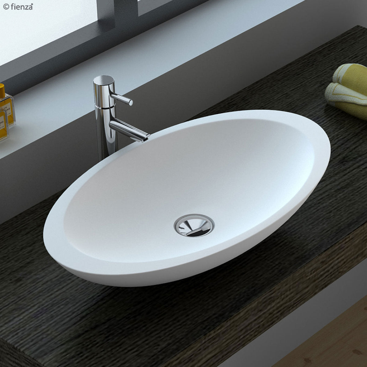 Fienza Bahama Solid Surface Above Counter Basin, Matte White