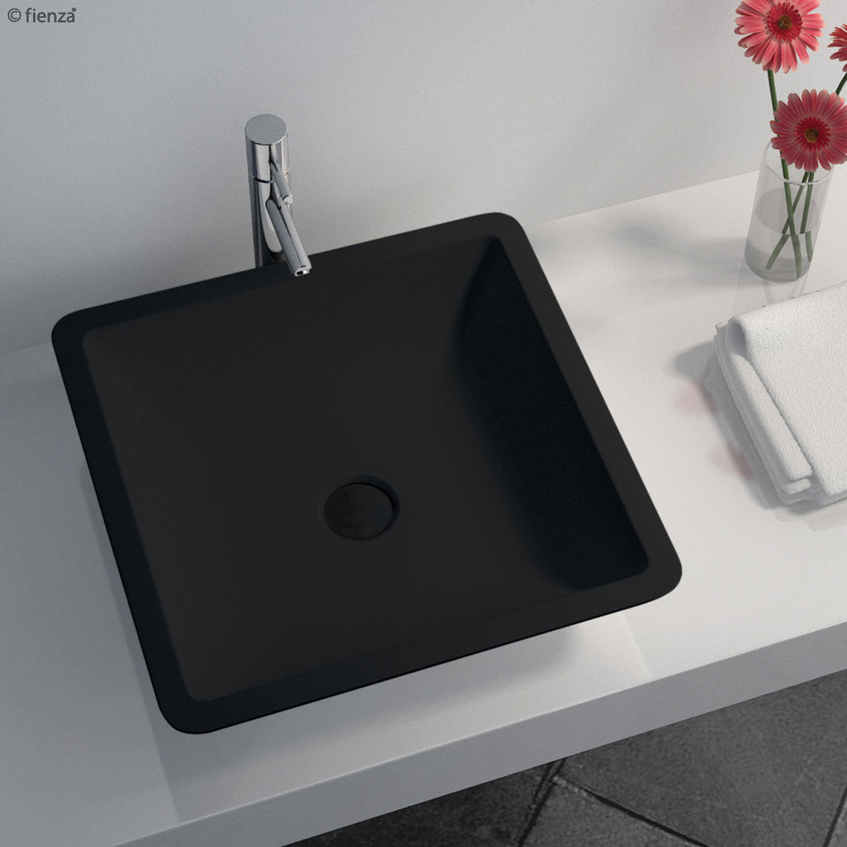 Fienza Classique 420 Solid Surface Above Counter Basin, Matte Black