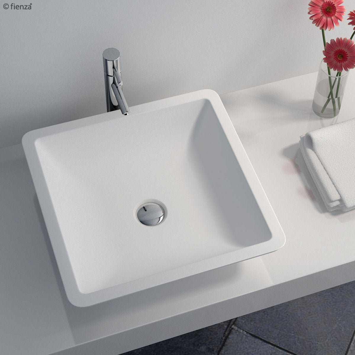 Fienza Classique 420 Solid Surface Above Counter Basin, Matte White