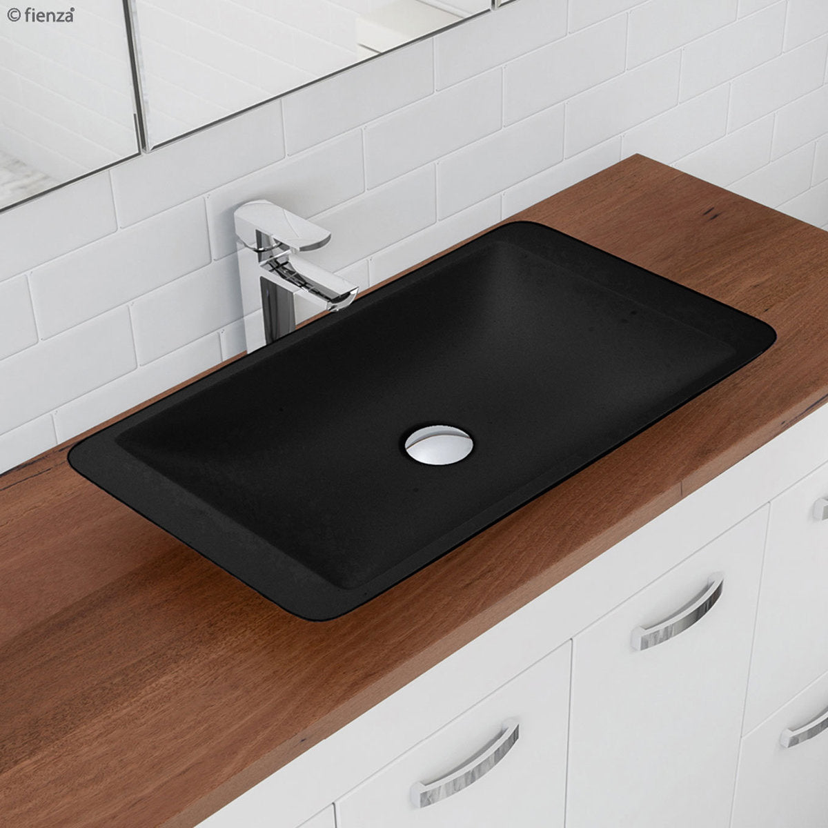 Fienza Classique 600 Solid Surface Above Counter Basin, Matte Black