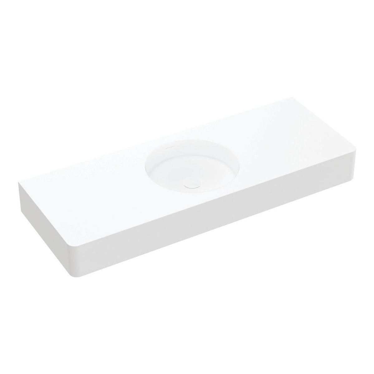 Fienza Encanto 1200 Solid Surface Wall Basin, Centre Bowl, No Tap Hole
