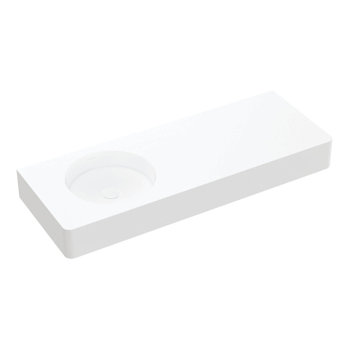 Fienza Encanto 1200 Solid Surface Wall Basin, Left-Hand Bowl, No Tap Hole