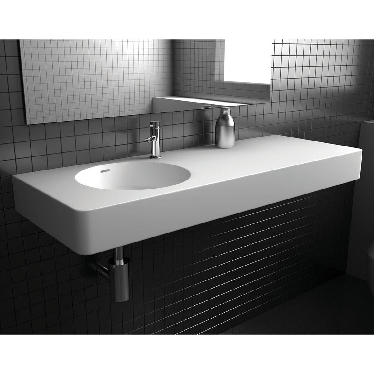 Fienza Encanto 1200 Solid Surface Wall Basin, Left-Hand Bowl, 1 Tap Hole