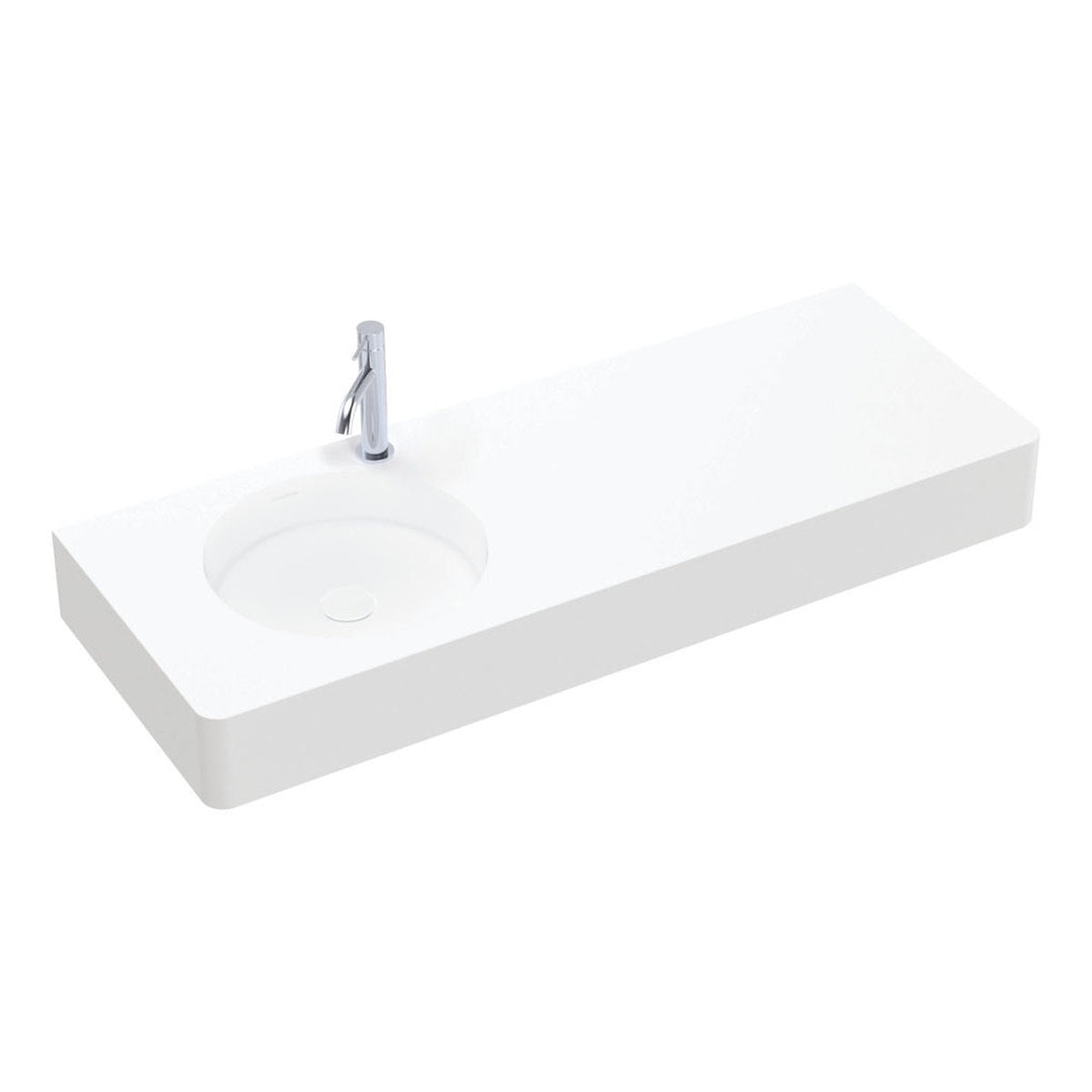 Fienza Encanto 1200 Solid Surface Wall Basin, Left-Hand Bowl, 1 Tap Hole