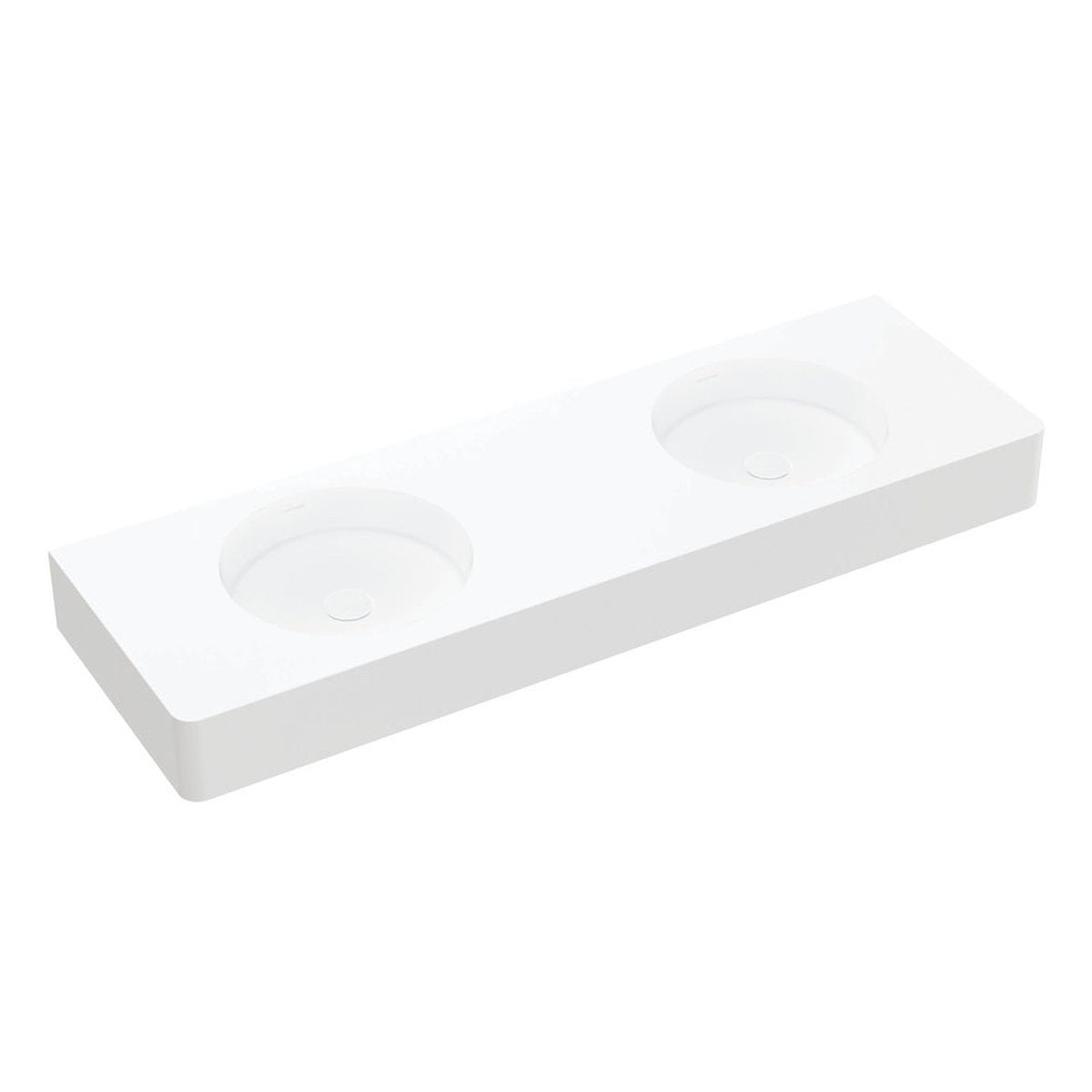 Fienza Encanto 1400 Solid Surface Wall Basin, Double Bowl, No Tap Hole
