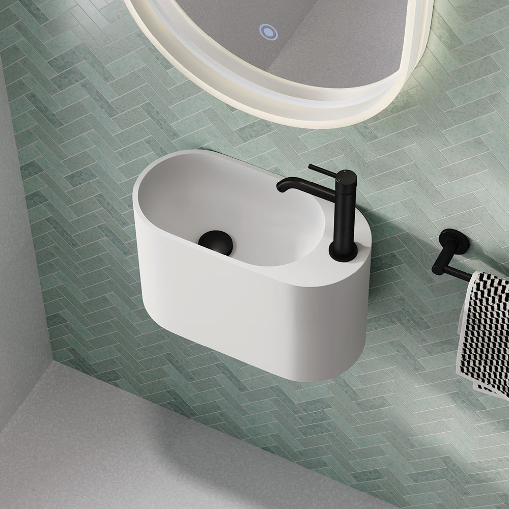 Fienza Ari Solid Surface Wall Basin, 1 Tap Hole