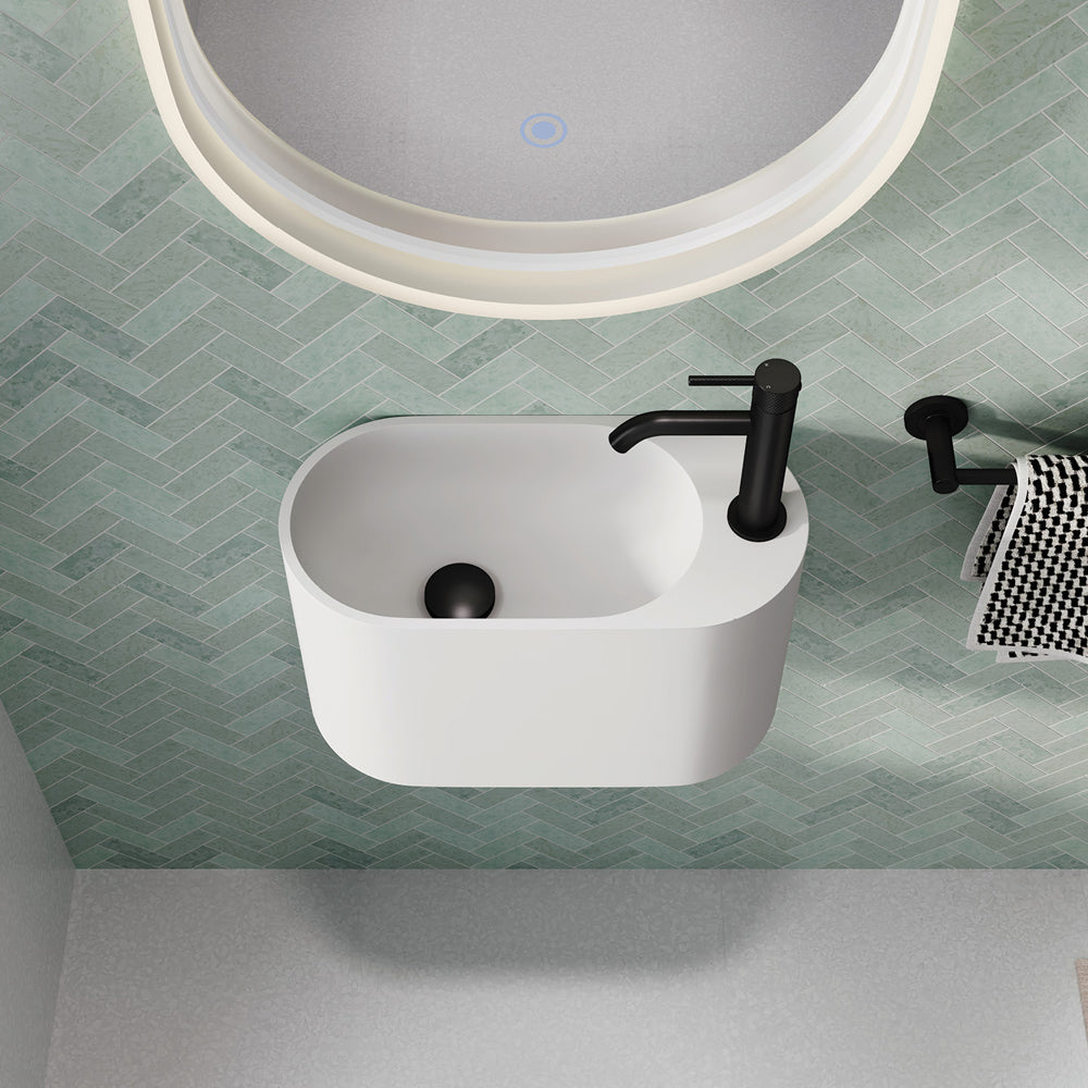Fienza Ari Solid Surface Wall Basin, 1 Tap Hole