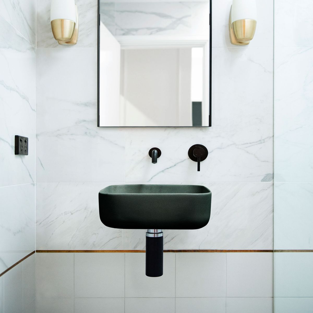 Nood Wall Mount Cube Basin in Charcoal