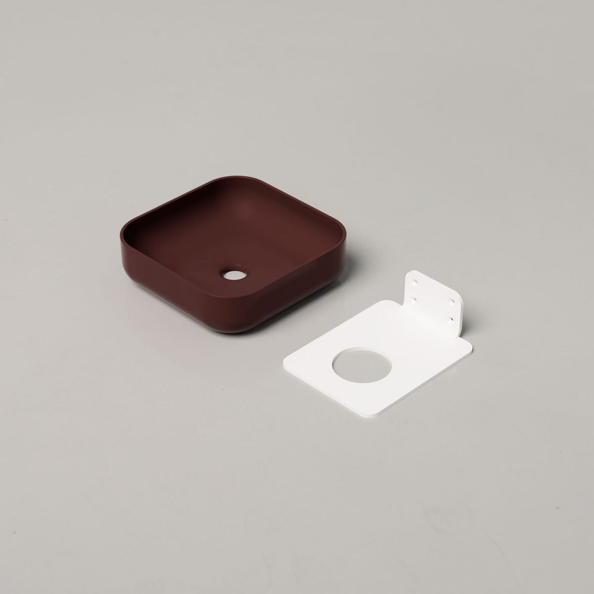 Nood Wall Mount Cube Basin in Clay