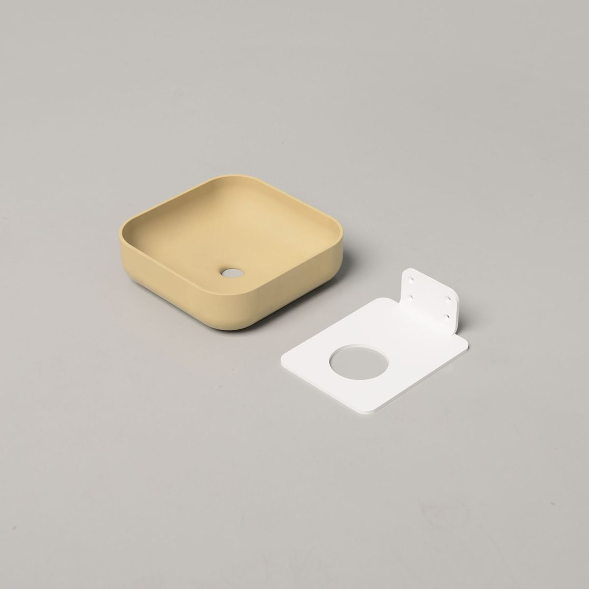 Nood Wall Mount Cube Basin in Custard