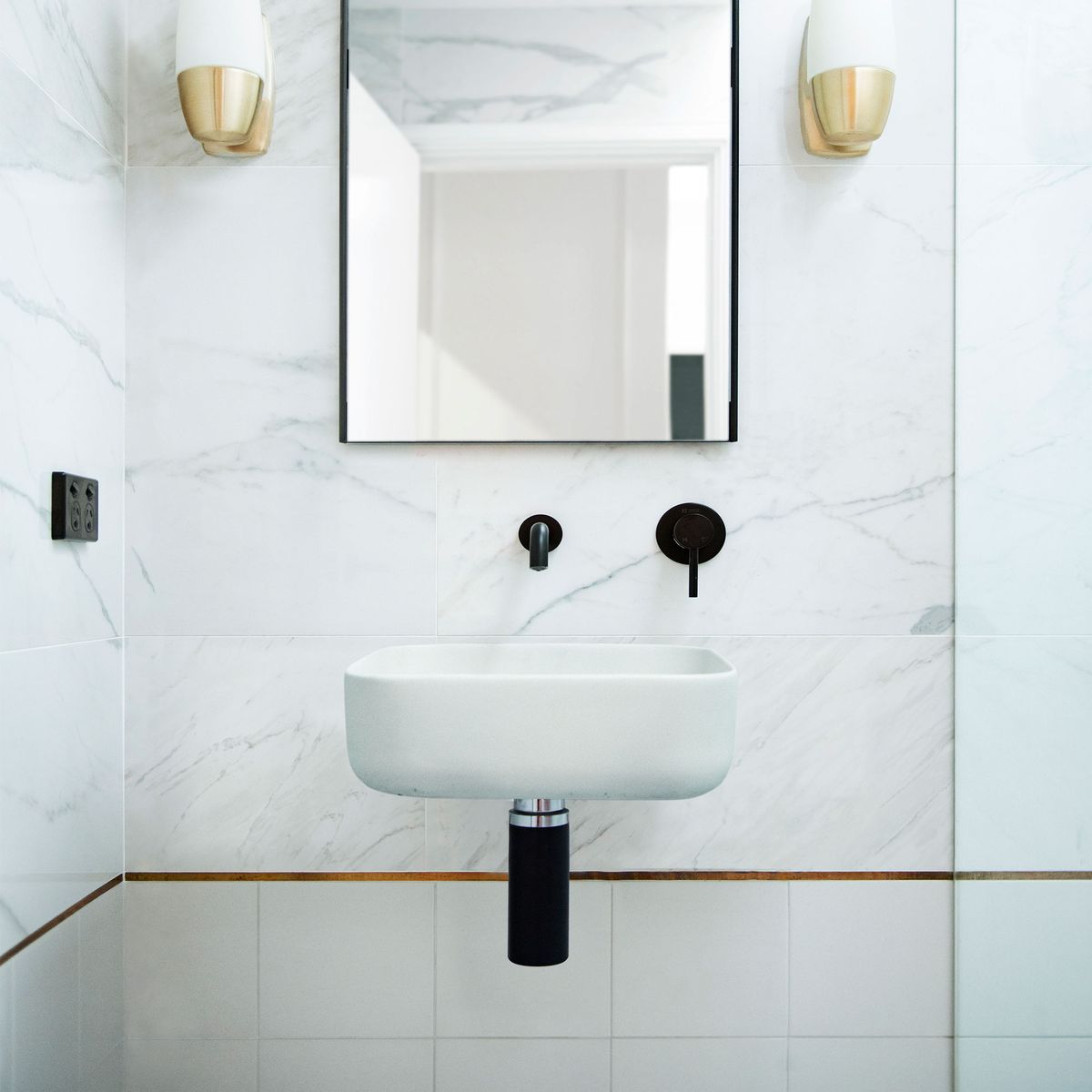 Nood Wall Mount Cube Basin in Ivory
