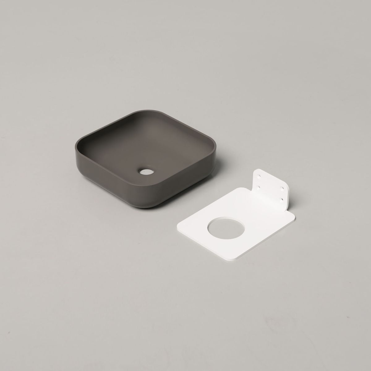 Nood Wall Mount Cube Basin in Mid Tone Grey