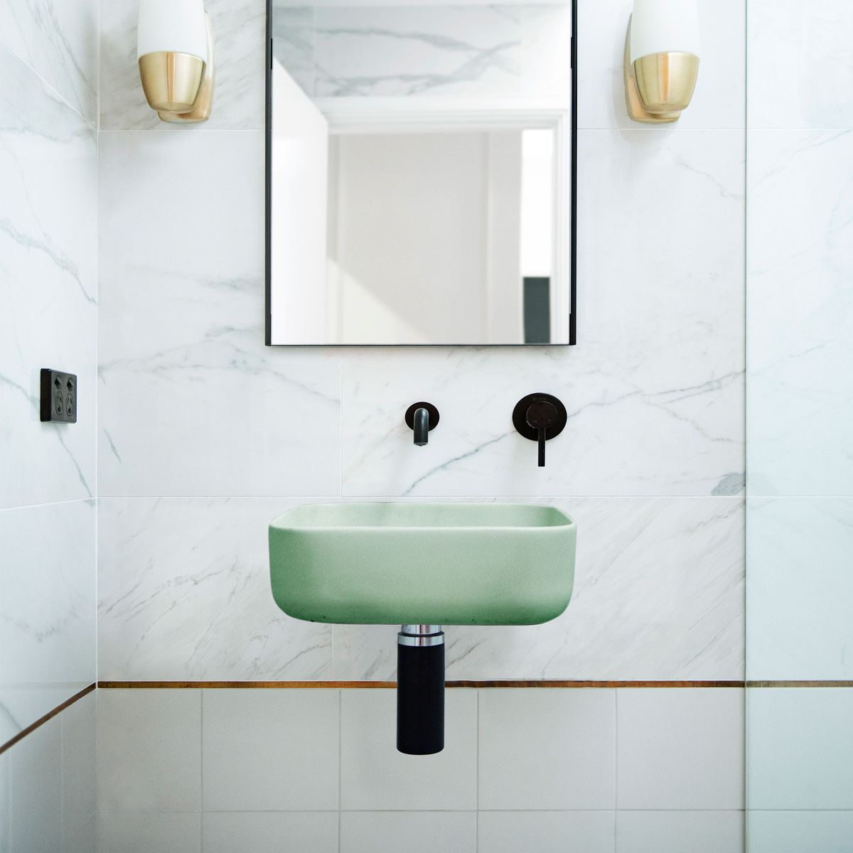 Nood Wall Mount Cube Basin in Mint