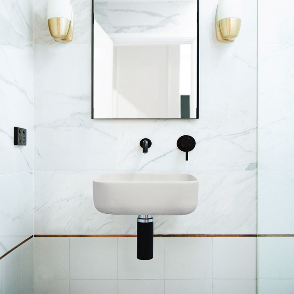 Nood Wall Mount Cube Basin in Morning Mist